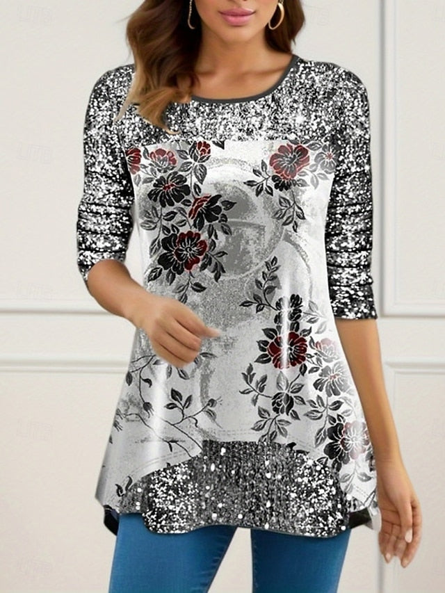 Women's Blouse Floral Elegant Stylish Casual Long Sleeve