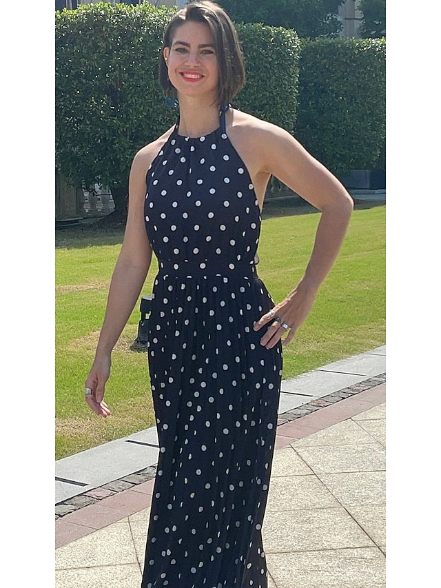 Women's Casual Dress Swing Dress Polka Dot Dress Long