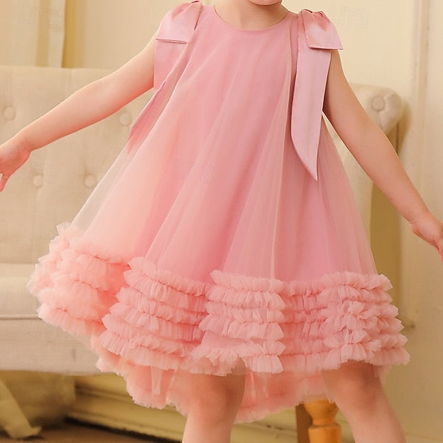 Party Kids Color Girls' Solid Sleeveless Dress Floral