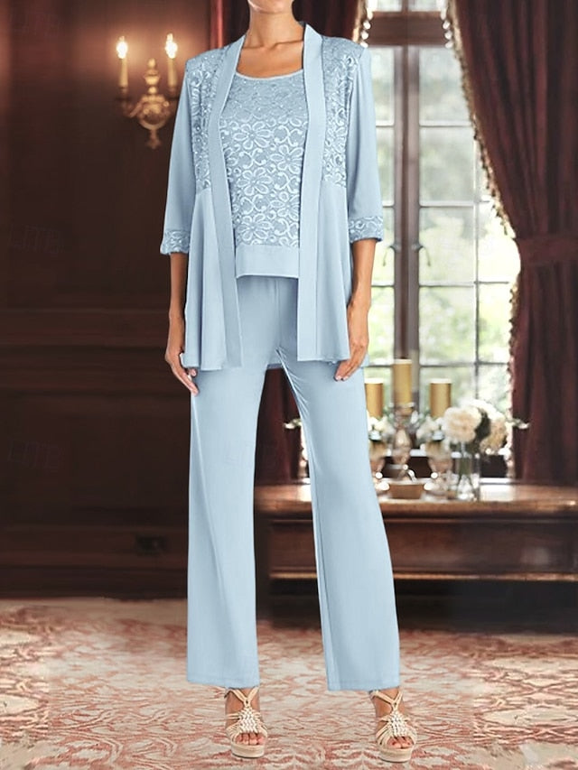 Bride 3 Elegant Pantsuit Piece Mother of Dress the