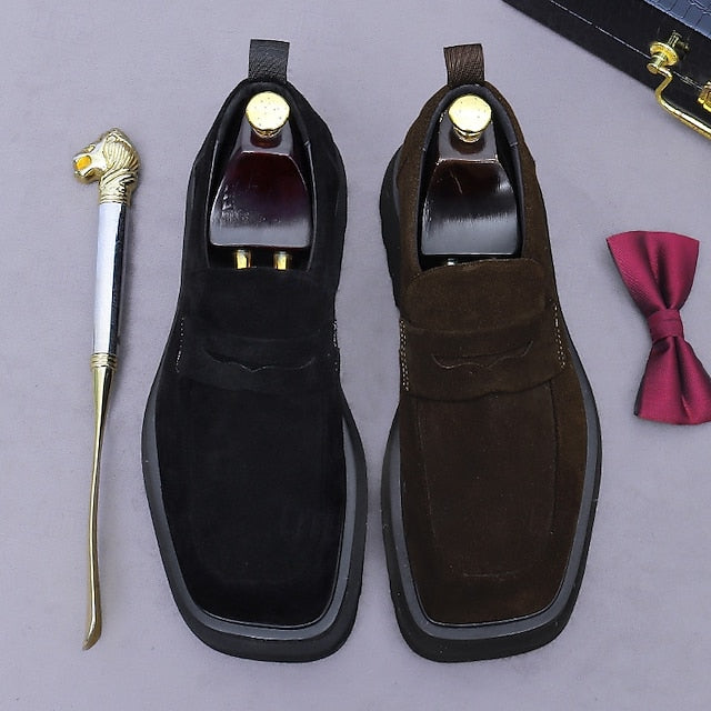 Loafers Cowhide Men's Suede -Classic Business Leather