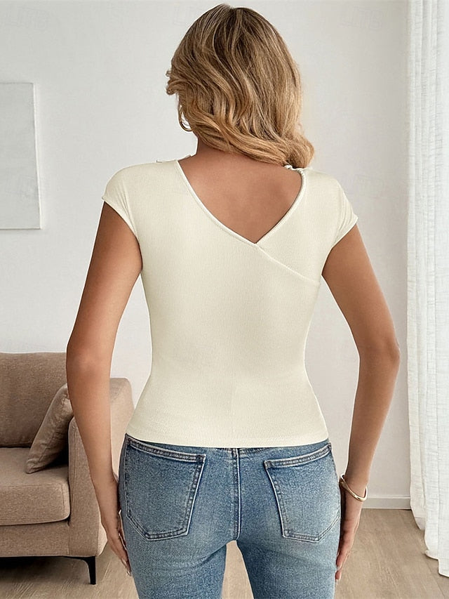 Women's Blouse Dressy Tops Tight Tops Ruched Patchwork