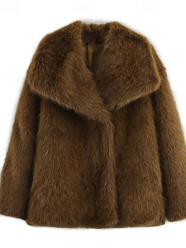Furs Comfortable Women's Faux Leathers Warm Coat Fur
