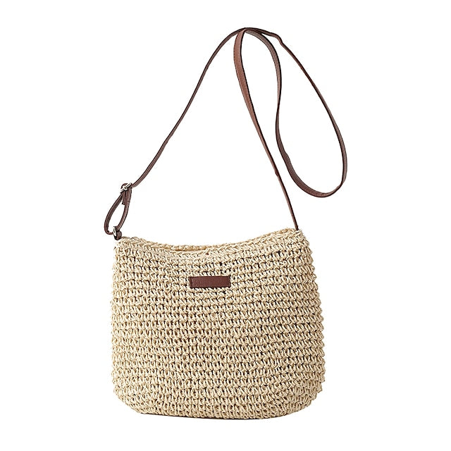 Sac bandoulière d'été tissé pour femme – Sac bohème en paille naturelle