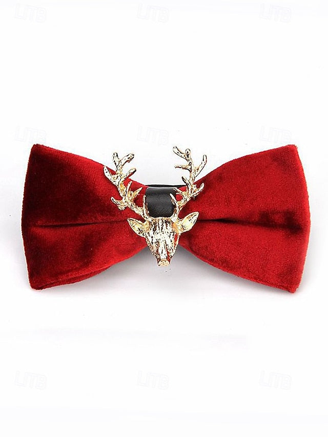 Men's Tie Bow Gold Deer Head with Pin Velvet