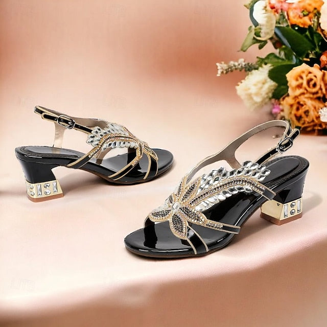 Party Shoes Rhinestone Round Wedding Sandals Women's Toe