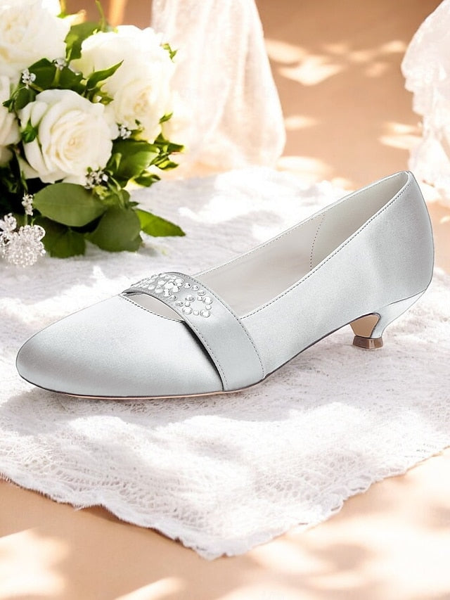 Kitten Women's Satin with Blue Heels Rhinestone
