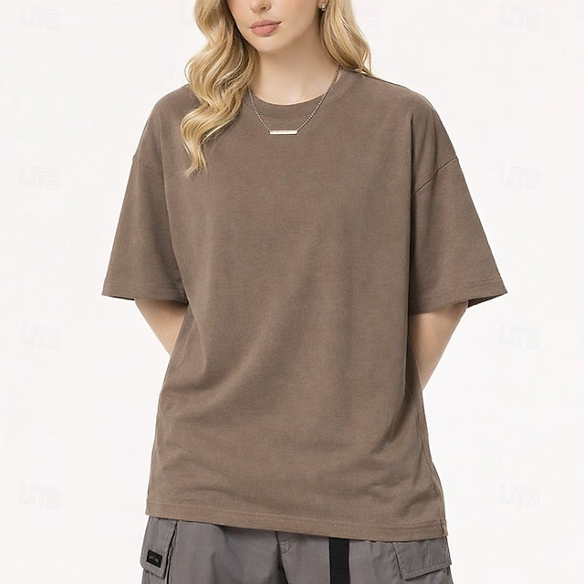 Women's Tee 100% Cotton Solid Color Stylish Casual Short