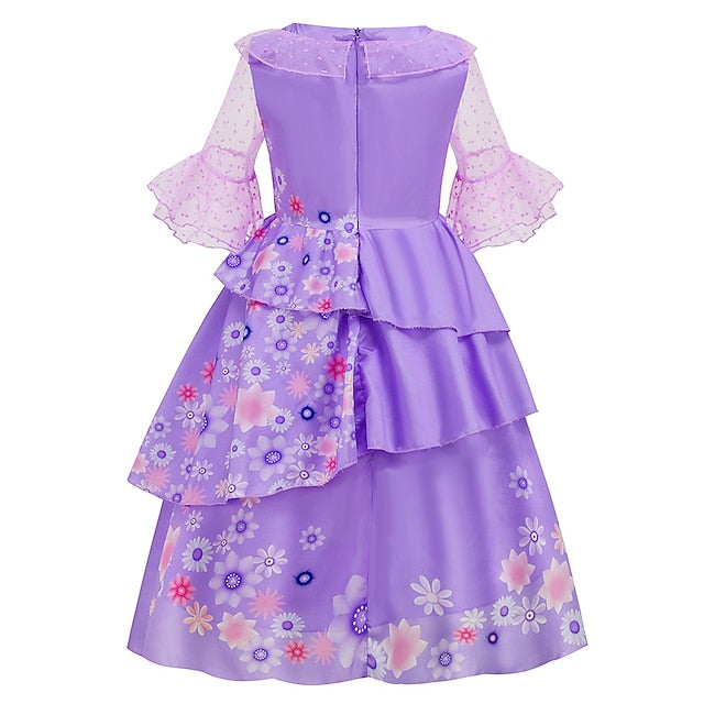 Princess Encanto Isabela Flower Madrigal Dress Girl Fairytale