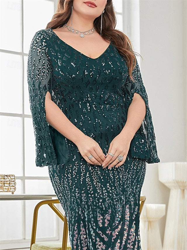 Curve Plus Party Elegant the of Size Dress V Mother Bride