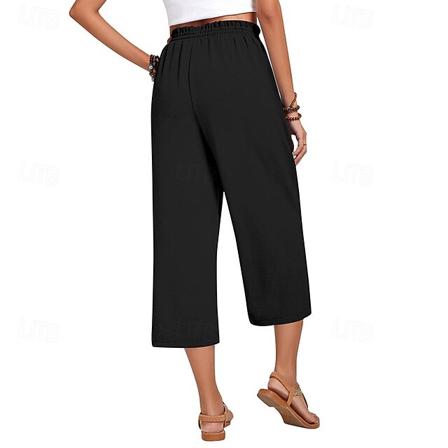 Women's Cotton Linen Pants Wide Leg Chinos Vacation