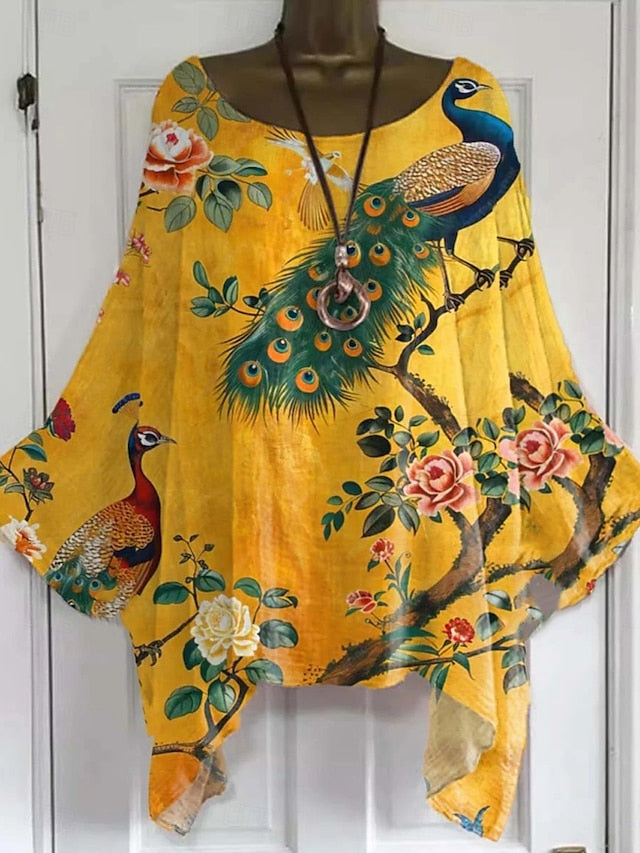 Women's Boho Shirt Floral Graphic Elegant Bohemia Active