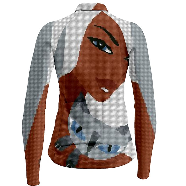 Women's Cycling Jersey Long Sleeve Bike Jersey Top with 3