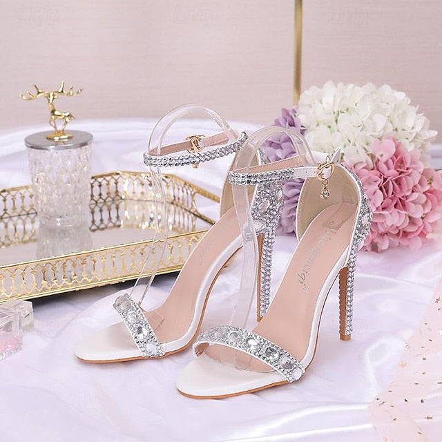 Matching Stiletto Green Ankle Heels Rhinestone Women's with