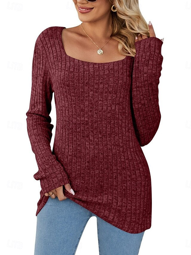 Women's Blouse Solid Color Stylish Casual Long Sleeve U