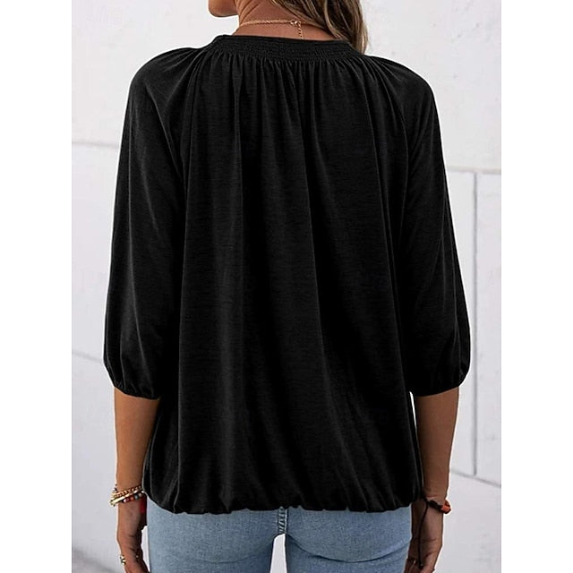 Women's T Shirt Plain Fashion Modern Casual 3/4 Length
