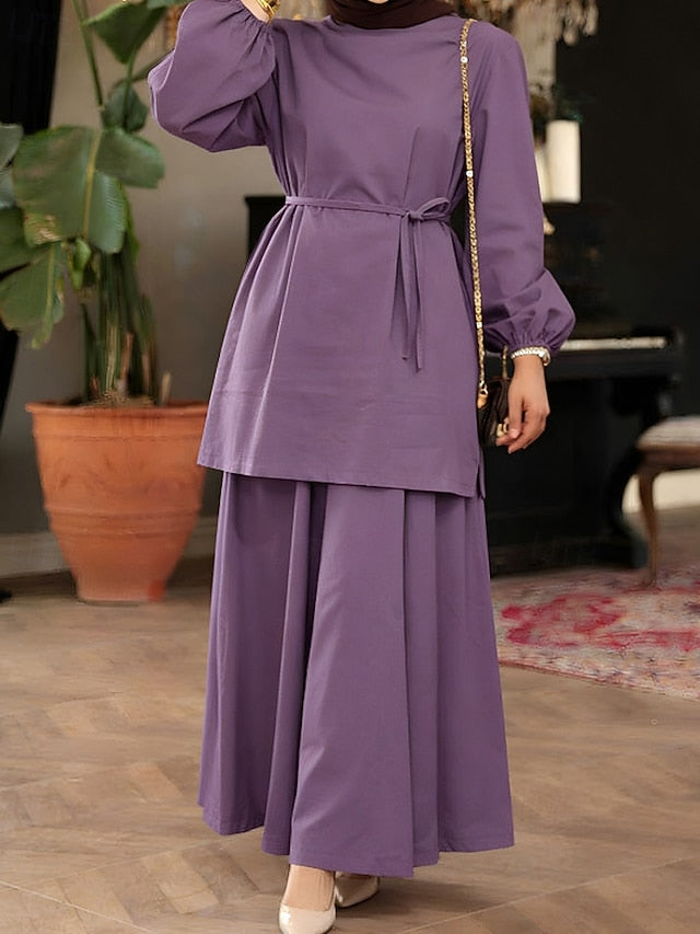 Women's Skirt Sets Bolero Top Long Sleeve Crew Neck Plain