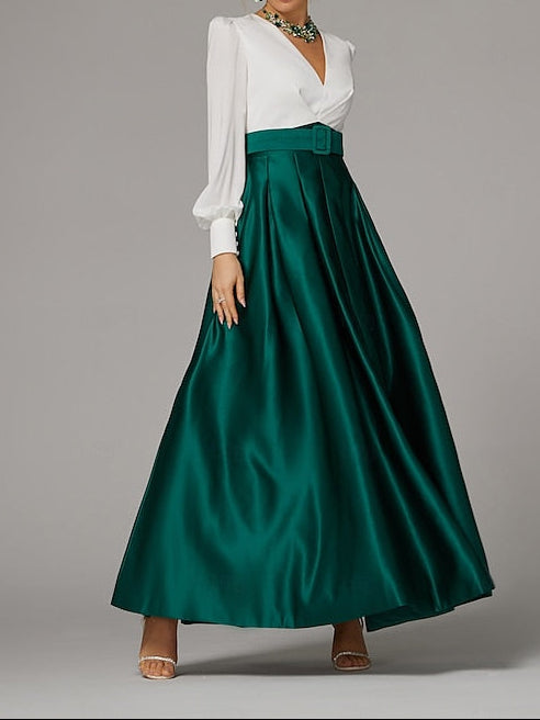 High Evening Wedding Guest Floor Formal A-Line Dress Split Gown