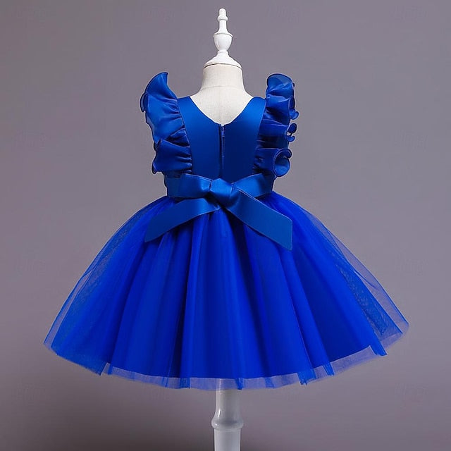 Party Color Sequin Flower Girls' Dress Kids Solid