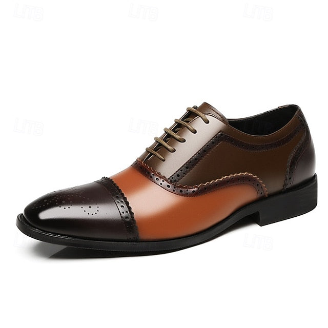 and Black Shoes Men's Brogue – Two-Tone Faux Brown