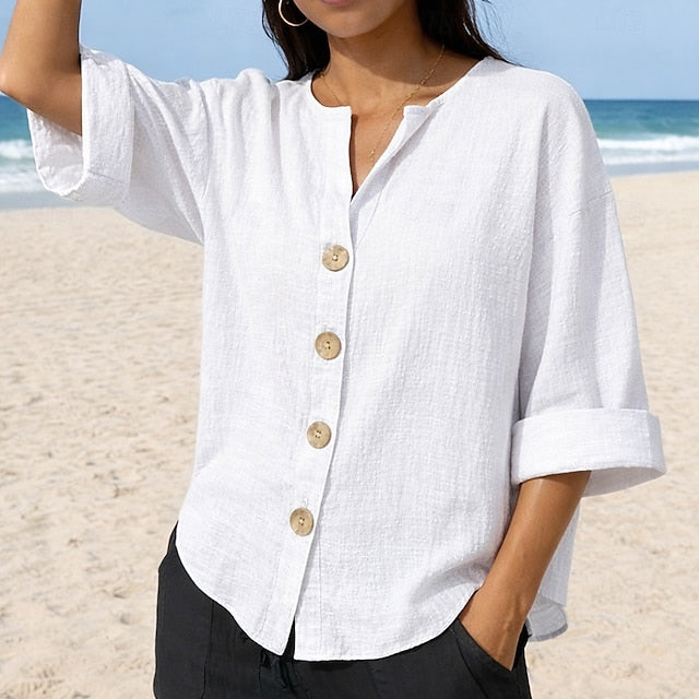 Women's Shirt Linen Shirt Summer Shirt Beach Shirt Buttons