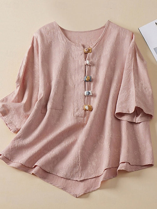 Women's Shirt Cotton Linen Shirts Blouse Faux Cotton Linen
