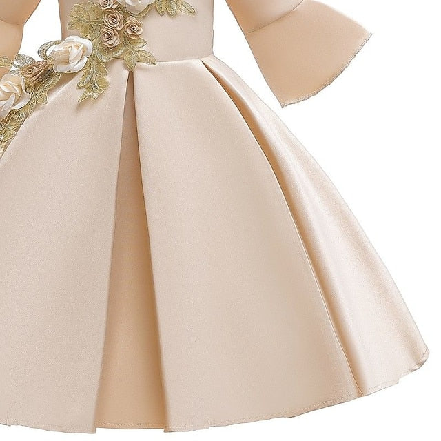 Girls' Sleeve Length Kids Party Formal Floral Dress 3/4