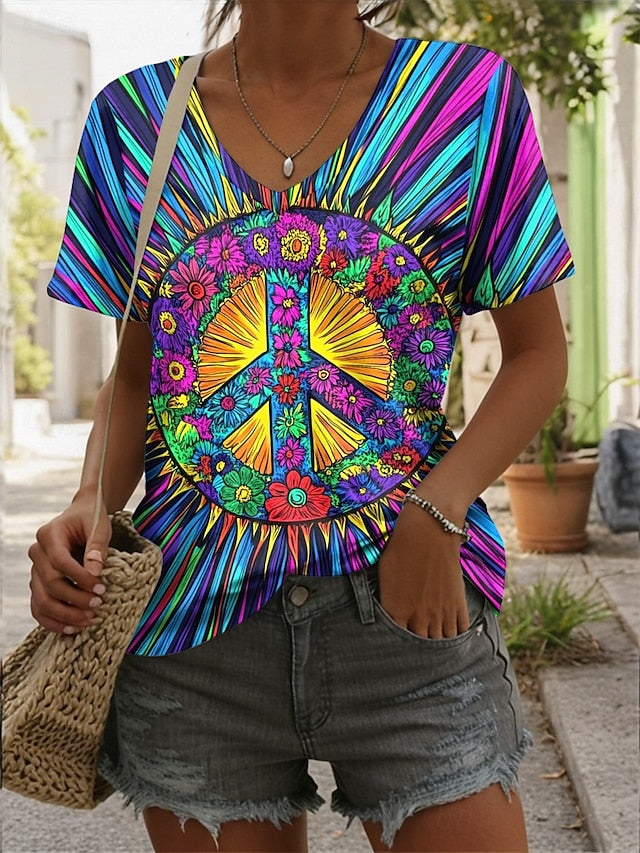 Women's T Shirt Ombre Graphic Tie Dye Vintage Stylish