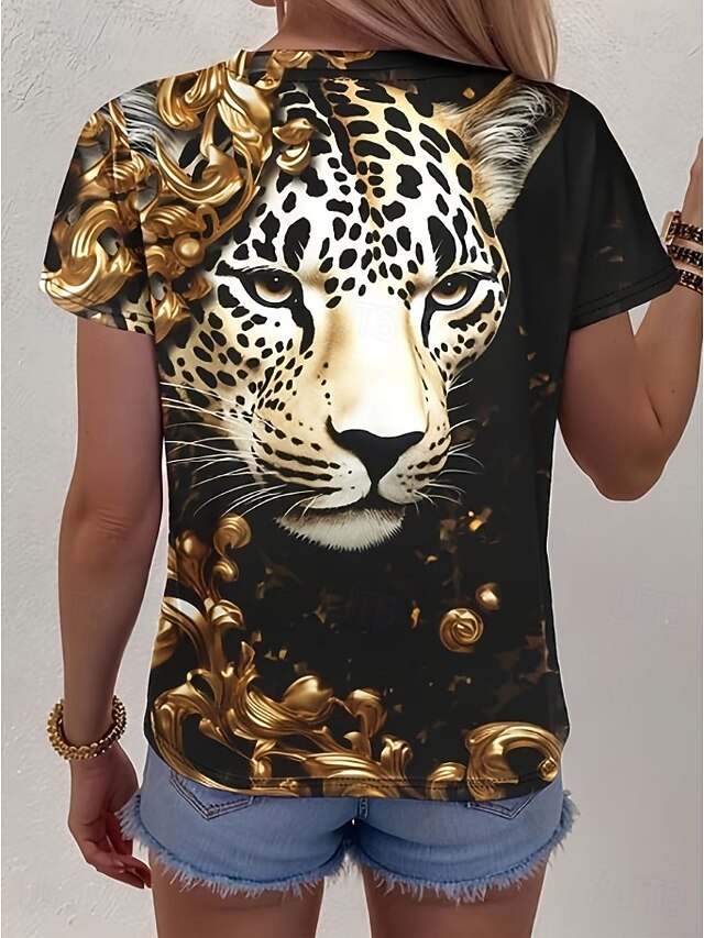 Women's T Shirt Print Graphic Animal Leopard Vintage