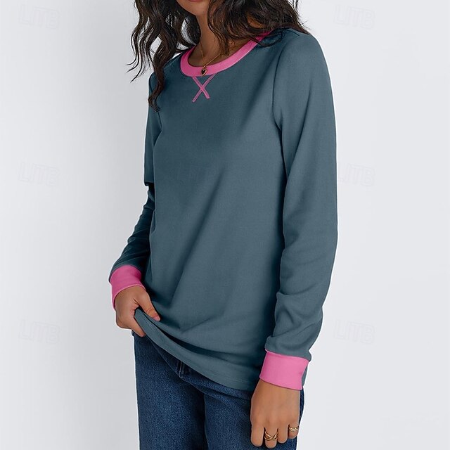 Women's T Shirt Tee Top Patchwork Color Block Elegant