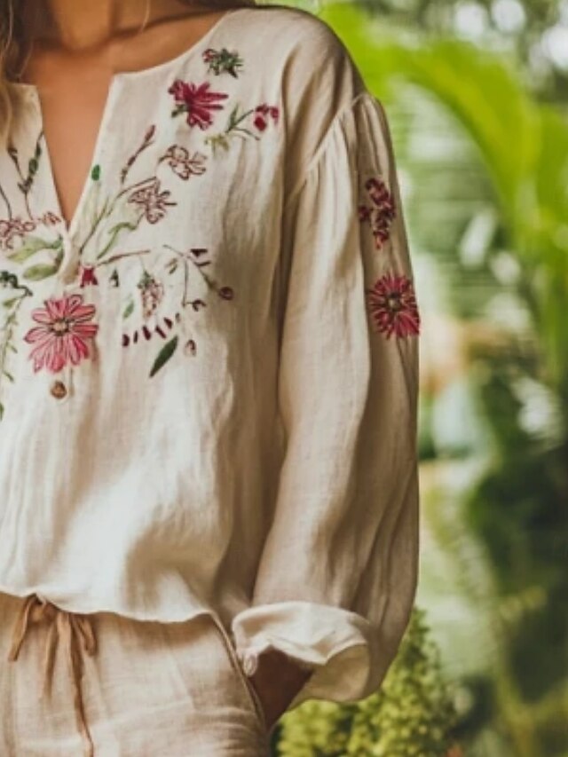Women's Shirt Boho Shirt Blouse Print Floral Graphic