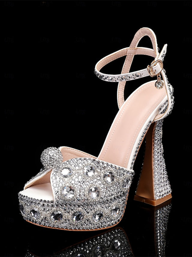 Glamorous Women's with Sandals Platform Crystal-Embellished