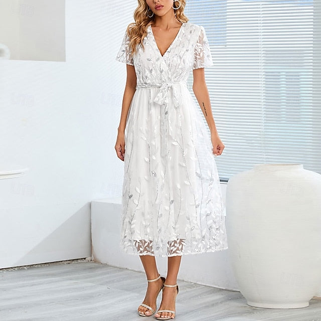 of Mother Sequin Neck the Bride A-Line V Dress Elegant