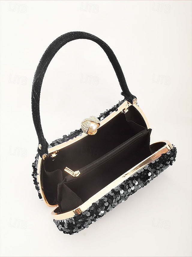 Black Pearl Clutch Sequin Accent Women's – with Evening