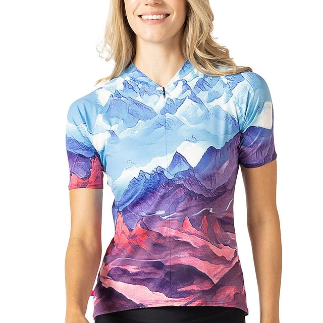 Women's Cycling Jersey Graphic Color Block Gradient Short