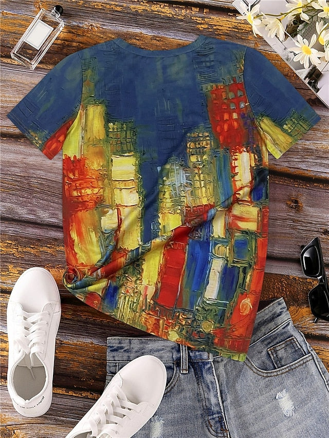 Women's T Shirt Casual Print Short Sleeve Regular Tops