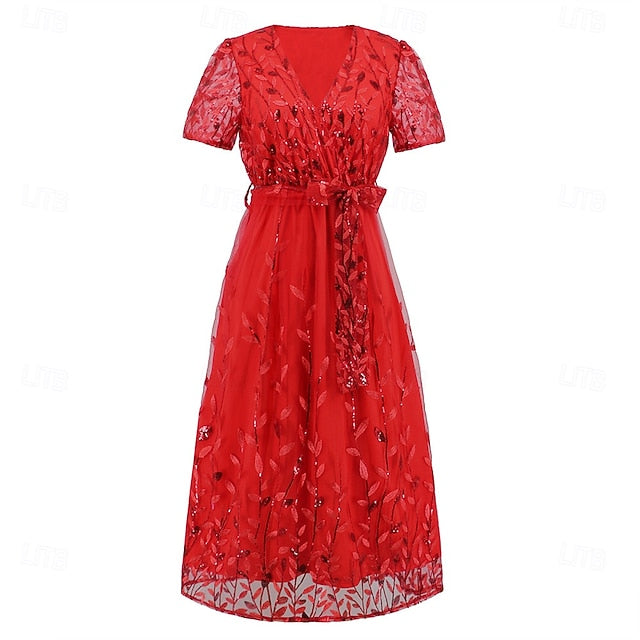 of Mother Sequin Neck the Bride A-Line V Dress Elegant