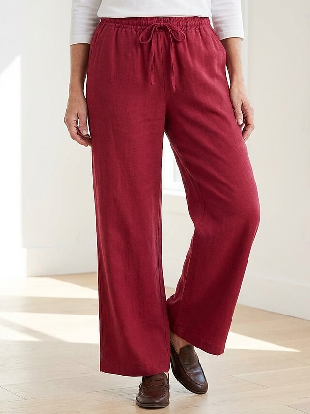 70% Linen Women's Linen Pants Culottes Wide Leg Wide Leg