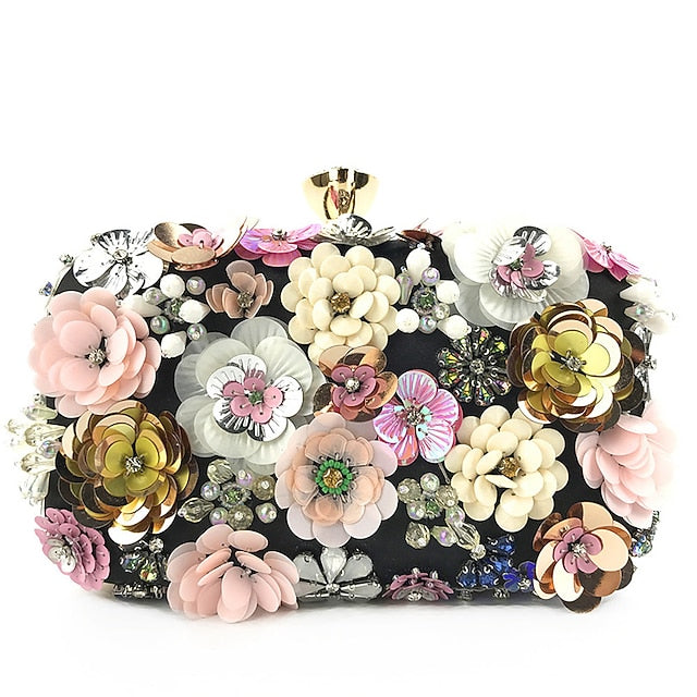 3D Floral Evening Clutch Women's Embellished Flower –