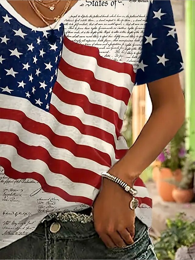 Independence Day Patriotic Shirt Women's T Shirt Flag Flag