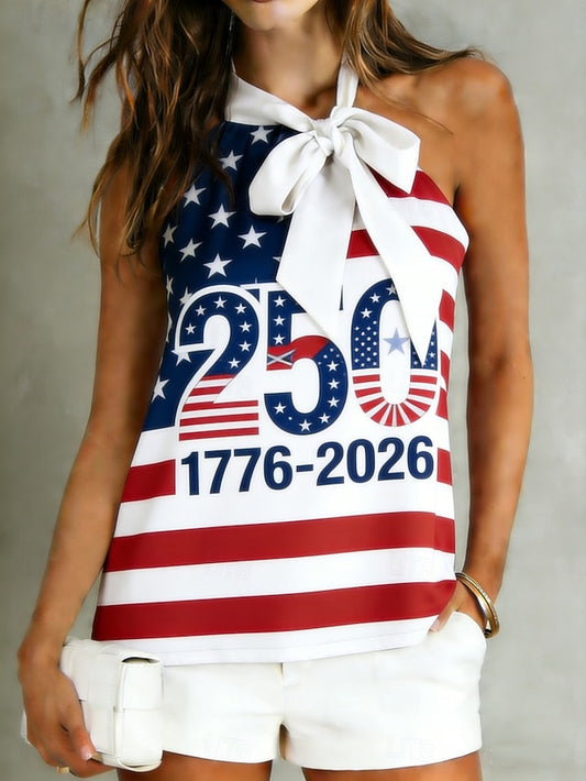 American Independence Day Women's Satin Top Tank Top