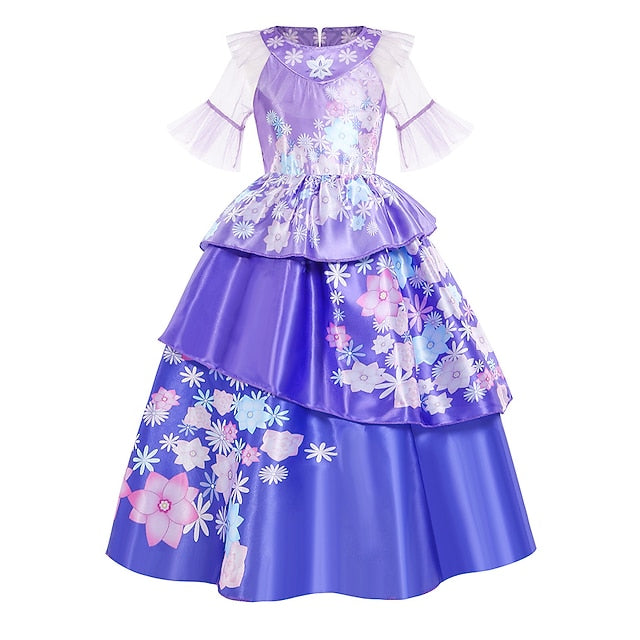 Princess Encanto Isabela Flower Madrigal Dress Girl Fairytale