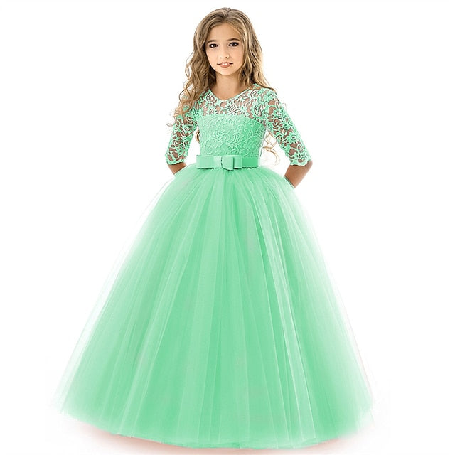 Half Flower Girls' Kids Girl Sleeve Dress Wedding
