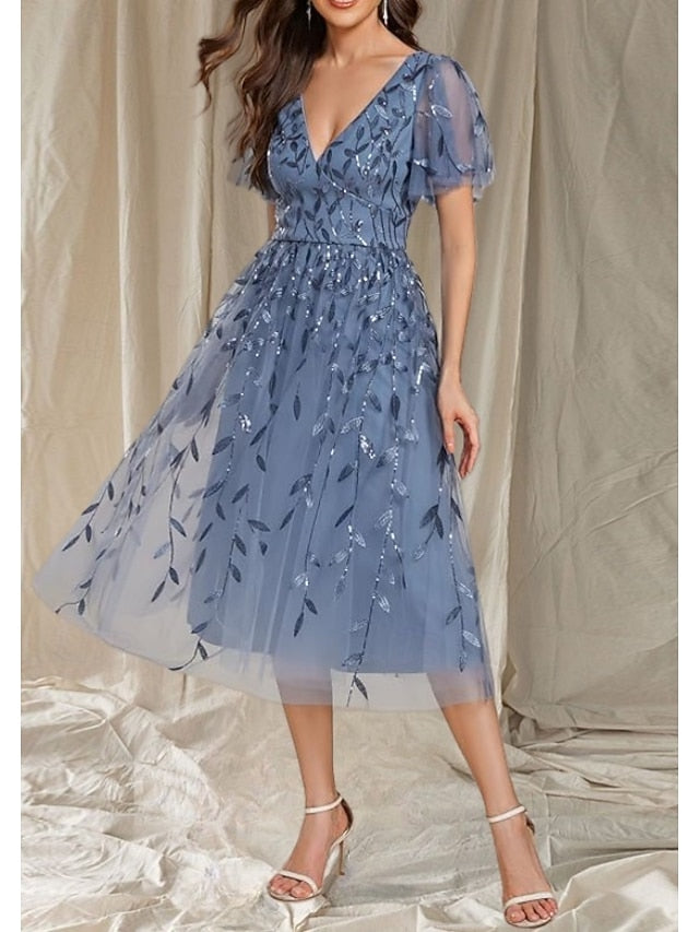 Bride Elegant Wedding Mother V Neck the of Dress A-Line Guest