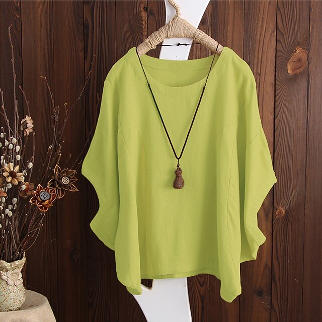 Women's T Shirt Blouse Plain Vintage Streetwear Half Sleeve