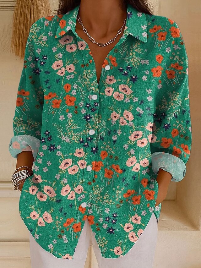 Women's Shirt Linen Like Breathable Lightweight Graphic