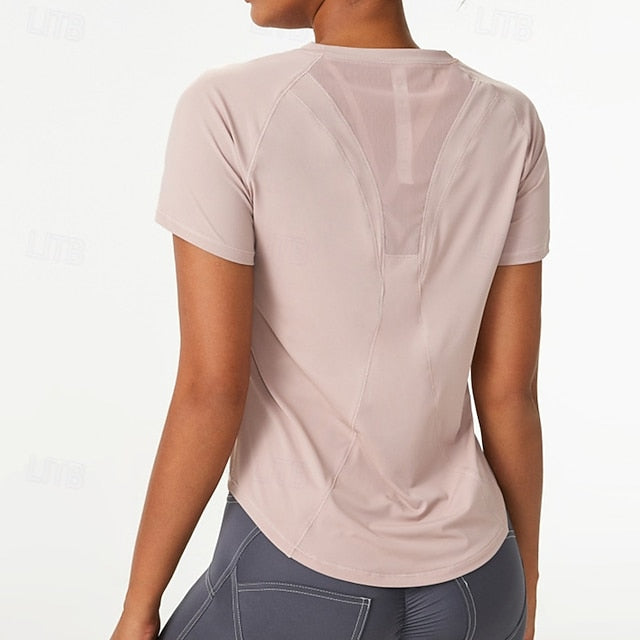 Women's Gym Shirt Running Shirt Mesh Short Sleeve Top