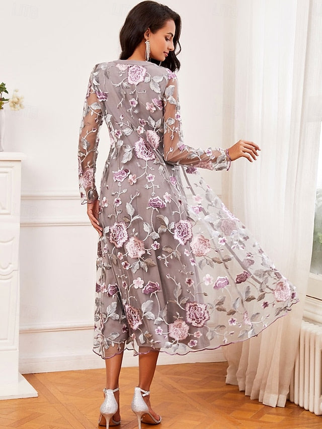 Women's Tea Length Cocktail Dress Dress Set Wedding Guest