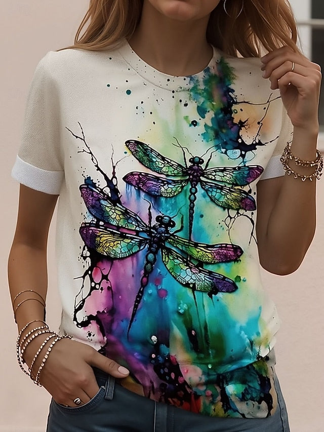 Women's T Shirt Print Graphic Animal Letter Vintage Stylish