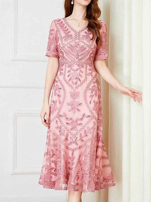 of the A-Line Dress V Party Bride Mother Vintage Elegant